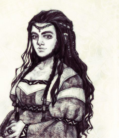 Because I felt like it: Dís - Daughter of Thrain, sister of Thorin, mother of Fili and Kili … I now realise I just love love LOVE drawing dwarven hairstyles. It also strikes me as odd... Dwarven Hairstyles, Dwarven Princess, Dwarven Fortress, Dwarven City, Hobbit Art, Fili And Kili, Love Drawing, Art Diary, Arte Fantasy