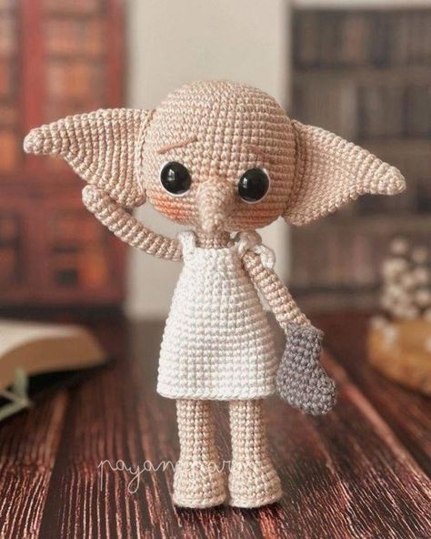 Dobby Amigurumi Pattern Free, Crochet Dobby Pattern Free, Dobby Crochet Pattern, Crochet Dobby, Dobby The Elf, Dobby Is Free, Amigurumi Harry Potter, Free Dobby, Harry Potter Crochet