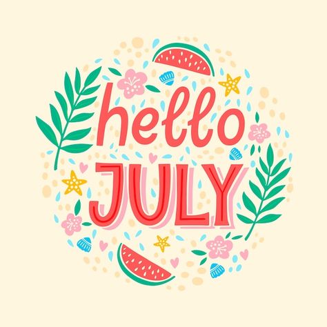 July Lettering, Months Wallpaper, Calligraphy Calendar, Season Images, July Hello, Bujo Lettering, July Inspiration, Traditional Farmhouse Decor, July Aesthetic