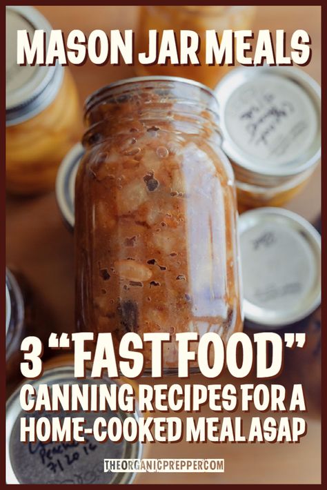 What could be better than coming home to a hearty supper you made from scratch - but without all the work? Check out these 3 pressure canning recipes to have a delicious, home-cooked meal in minutes.| The Organic Prepper via @theorganicprepper Pressure Canner Recipes, Pressure Canning Meat, Canning Soup Recipes, Canning Meat, Fast Food Recipes, Food Canning, Jar Meals, Pressure Canning Recipes, Home Canning Recipes