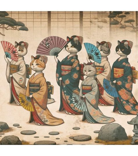 Cat Kimono, Cat Face Tattoos, Kimono Geisha, Kabukicho, Cat Motif, Consciousness Art, Image Chat, Japanese Cat, Sweet Pic