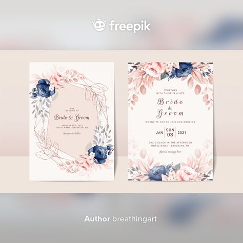 Pastel Wedding Stationery, Navy And Peach, Blue Wedding Stationery, Gold Wedding Stationery, Leaves Decoration, Peach Watercolor, Retro Wedding Invitations, Leaf Invitations, Quince Invitations