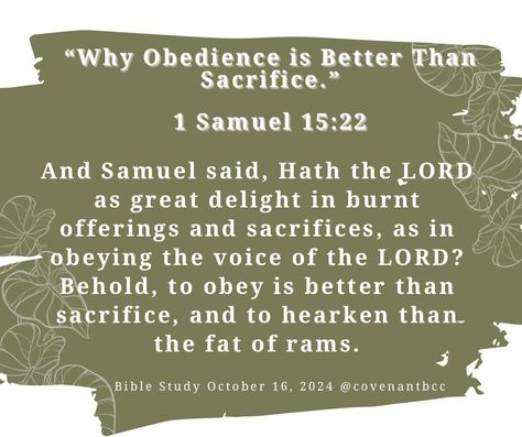 #covenantbcc #biblestudy #Church #Columbus #Service #worship #holyspirit #jesus #God #JesusChrist #columbusohio #keiakatrell #godsmessage #churchonline #blackgirlmagic #ObedienceBetterThanSacrifice #ObedienceAndSacrifice #1Samuel15:22 James Chapter 1 Bible Study, Apocrypha Bible, 1 Samuel 15, Oldest Bible In The World, James 1:17 Kjv, Exodus 14:14 Kjv, Burnt Offerings, Columbus Ohio, Columbus