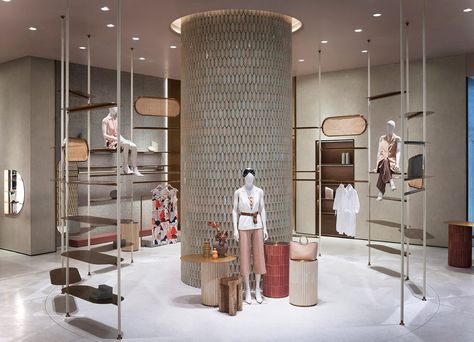 Studiopepe celebrates Thai craft inside Jaspal store interior in Bangkok Merch Display, Fashion Shops, Retail Concepts, Concrete House, Retail Interior, Open Layout, Milan Design Week, Store Interior, Flagship Store