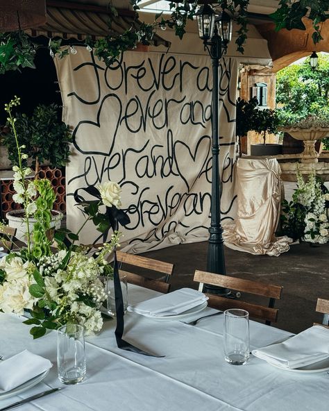 crisp and classic moments for Aleisha’s bridal shower. handpainted backdrop, florals & styling all by us @freshcreativestyling at one of our favourite spaces @olivello.restaurant 🍃🍾🦢🫧💍 #bridalshower #handpaintedbackdrop #ladieslunch #eventstyling #sydneyeventstylist #sydneystylist #bridalshowerinspiration #greenandwhite Diy Engagement Sign, Bridal Shower Restaurant, Engagement Party Photo Backdrop, At Home Engagement Party, Simple Bridal Shower Ideas, Modern Bridal Shower Ideas, Wedding Vendors Booth, Bridal Shower Backdrop Ideas, Bridal Shower Photo Backdrop