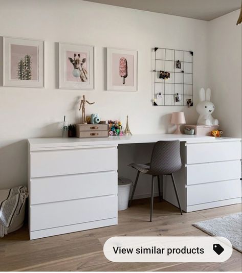 Ikea Malm Desk Hack, Ikea Teenage Girl Bedroom, Malm Desk, Ikea Malm Desk, Kids Bedroom Inspiration, Teenage Room, White Desk, Ikea Malm, Bedroom Desk