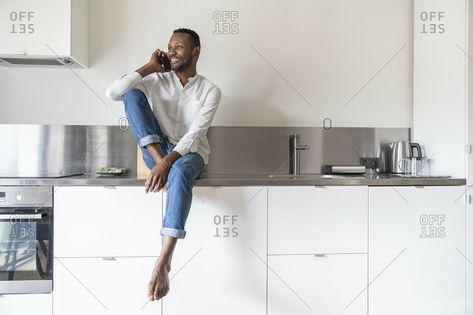 Sitting On Counter Pose, Sitting On Counter, Women's Shooting, Kitchen Counter, Art