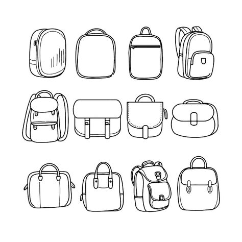 Draw Backpack, Backpack Doodle, Backpack Tattoo, Bag Doodle, Bag Tattoo, Backpack Drawing, Backpack Packing, Rucksack Backpack, Sketches Simple