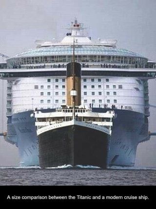 A size comparison between the Titanic and a modern cruise ship. – popular memes on the site ifunny.co Symphony Of The Seas, Titanic Museum, Titanic Ship, Navi A Vela, Cruise Liner, The Titanic, Rms Titanic, Size Comparison, Royal Caribbean