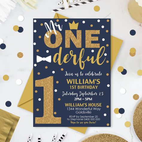 $2.95 - Mr Onederful Invitation Navy and Gold - mr onederful invitation, black and gold mr onederful, mr onederful, mr onederful 1st birthday invitation, birthday invitations boy, boy 1st birthday theme, gold mr onederful invitation, bow tie 1st birthday invitation, boy birthday invitations, navy gold mr onederful Mr Wonderful 1st Birthday, 1st Birthday Theme, 1st Birthday Invitations Boy, Mr Onederful, Navy Invitation, 95 Birthday, 1st Birthday Themes, Boy Birthday Invitations, Mr Wonderful