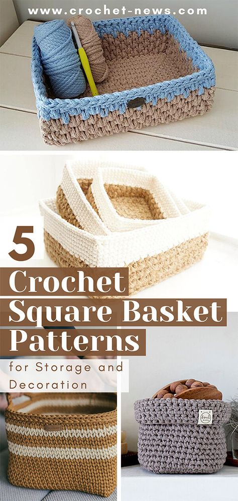 We prepared a list of crochet square basket pattern for our fellow crafters who can’t seem to get rid of their mess! If you’re one of them, you better check it out.Aside from keeping your clutter hidden from your sight, crochet square baskets also double as home decor. They will definitely look perfect in your living room or even as an organizer on your shelves and drawers! #CROCHET Crochet Storage Baskets Free Pattern, Crochet Square Basket, Crochet Storage Baskets Free, Zpagetti Crochet, Crochet Organizer, Square Basket, Crochet Storage Baskets, Crochet Basket Pattern Free, Crochet Storage