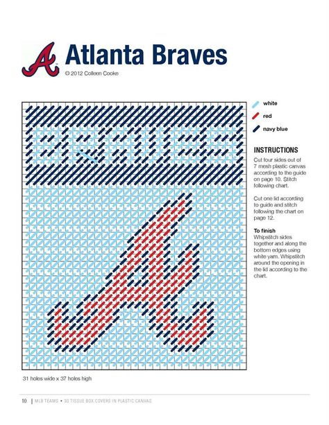 BRAVES (MLB) 1/3 Plastic Canvas Letters, Canvas Bag Diy, Cross Stitch Silhouette, Baseball Logo, Baseball Teams, Plastic Canvas Coasters, Sport Canvas, Plastic Canvas Tissue Boxes, Animal Cross Stitch Patterns