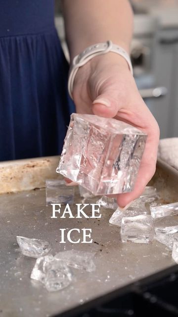 Fake Drinks Prop Diy, How To Make Fake Ice Cubes, Fire And Ice Decorations Diy, Diy Ice Sculpture, Ice Sculptures Party, Fire And Ice Decorations, Ice Themed Party, Ice Theme Party, Ice Centerpieces