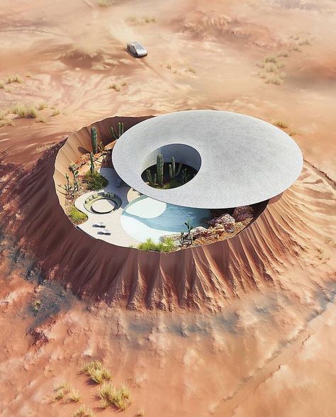 Future smart house on Mars #future #mars #space #tesla #spaceship #futuristic #futurehouse #design #designideas #modern #moderndesign #dream #dreamhouses #cars Elon Musk House, Architecture Cool, Roof Structure, Brutalist Architecture, Concrete Design, Yanko Design, Futuristic Architecture, Built Environment, In The Desert