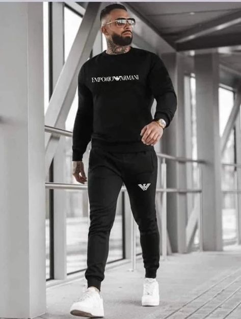 #sport suit for men #logo tracksuit black #body suit for men Armani Tracksuit, Casual Techwear, Lounge Logo, All Black Suit, Tracksuit Men, Emporio Armani Women, Tracksuit Women, Black Suits, Armani Men