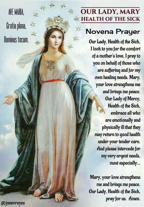 Prayers to the Blessed Virgin Mary | MaryPages Novena For Healing, Our Lady Of Good Health, Immaculate Mary, Prayer For The Sick, Catholic Prayers Daily, Our Lady Of Grace, Prayer For Health, Blessed Mary, Novena Prayers