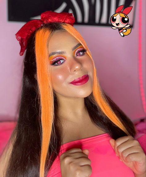 Blossom Makeup Powerpuff, Blossom Costume, Blossom Makeup, Blossom Costumes, Powerpuff Girls Blossom, Makeup Idea, Puff Girl, Halloween 2023, Powerpuff Girls