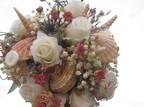 Shell Arrangements, Wedding Rehearsal Bouquet, Rehearsal Bouquet, Driftwood Wedding, Shell Bouquet, Seashell Bouquet, Seashell Flowers, Beach Bouquet, Diy Beach Wedding