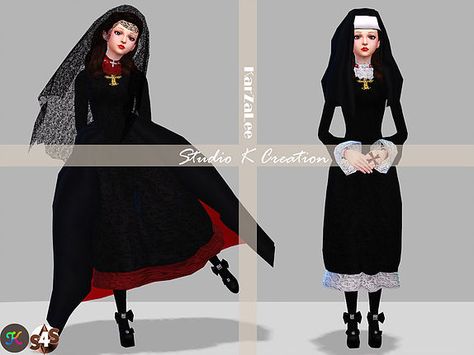 Studio K Creation: DarkSouls nun's outfit • Sims 4 Downloads Sims 4 Controls, Nun Outfit, Jazz Outfits, 40s Outfits, Sims 4 Anime, Sims 4 Characters, The Sims 4 Download, Sister Outfits, Sims 4 Update