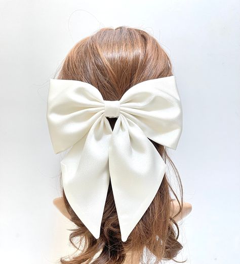 Christmas bows,White satin hair bow, white Bridal, wedding bow,big bow hair bow for women, hair accessories by TwincraftStore on Etsy White Bow For Hair, Christmas Bows For Hair, White Hair Accessories, Bridal Bow, White Hair Bow, Satin Hair Bow, Daisy Headband, White Hair Bows, Big Hair Bows