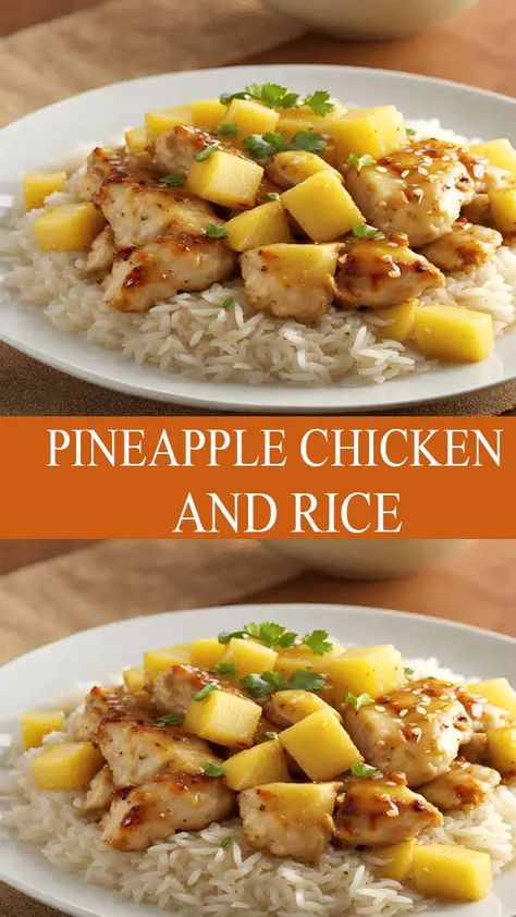 PINEAPPLE CHICKEN AND RICE Lunch Ideas Chicken, Pineapple Chicken Thighs, Chicken Lunch Ideas, Pineapple Chicken Stir Fry, Pineapple Chicken And Rice, Jasmine Rice Recipes, Pineapple Rice, Pineapple Chicken Recipes, Chicken And Rice Recipe