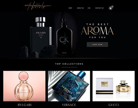 My Heavenly Scent Perfume Banner Design, Perfume Website Design, Black Perfume, Website Banner Design, Brochure Design Layout, Ui Design Website, Small Business Planner, Power Point Template, Web Banner Design