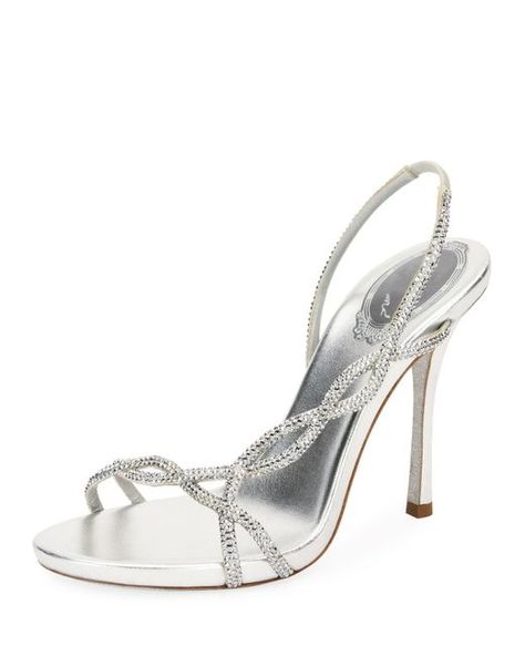 GABRIELLE'S AMAZING FANTASY CLOSET | Rene Caovilla Crystal-embellished Metallic Slingback Sandals in Metallic Heels For Women, Rene Caovilla, Slingback Sandals, Evening Shoes, Slingback Sandal, Pump Sandals, Metallic Leather, Manolo Blahnik, Top Designers