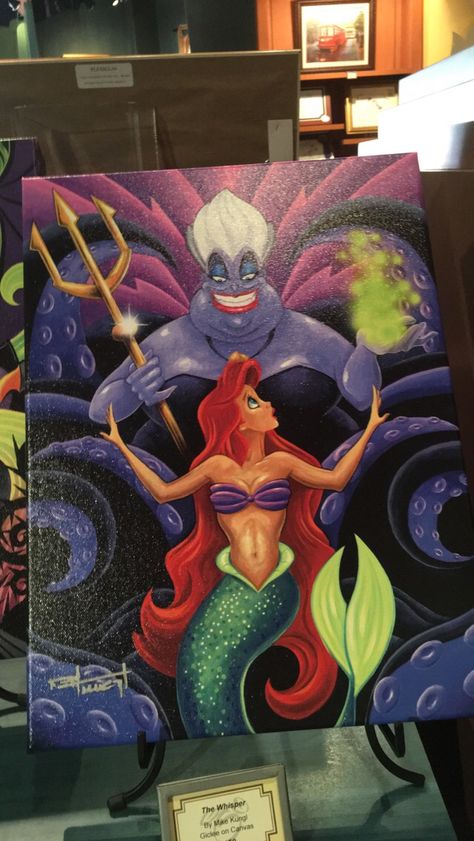 Ariel Canvas Painting, Disney Paintings On Canvas, Disney Art Painting Easy, Disney Canvas Art Ideas, 2 Canvas Painting Ideas, Ariel Painting, 2 Canvas Painting, Little Mermaid Painting, Painting Tutorials For Beginners