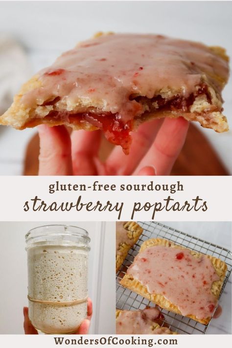 Gluten Free Sourdough Poptarts - Strawberry Poptarts Poptarts Strawberry, Gluten Free Sourdough Recipes, Strawberry Poptarts, Sourdough Pie Crust, Gluten Free Pop Tarts, Crunchy Life, Gf Snacks, Gluten Free Sourdough Bread, Toaster Strudel