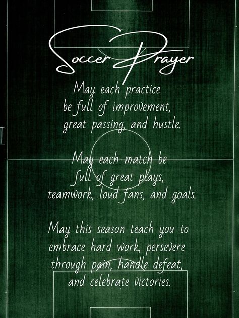 Celebrate a special soccer player with this 8x10 print. This print looks awesome matted and framed! Free surprise bonus print with your purchase. Prayers For Soccer Players, Soccer Poems, Soccer Christmas, Soccer Wall Art, Soccer Party, Soccer Motivation, Soccer Gifts, Soccer Player, 8x10 Print