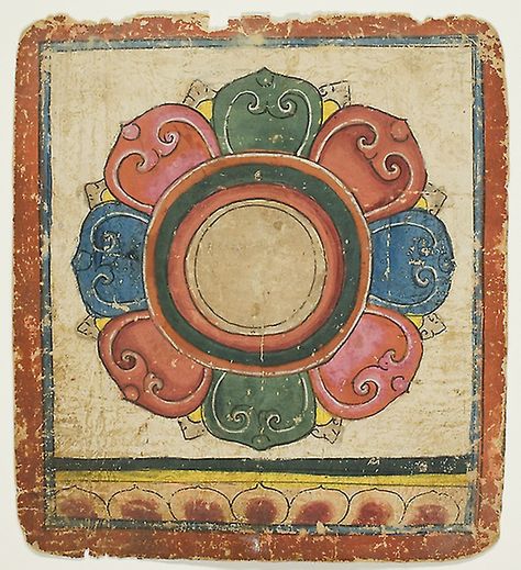 Lotus from a Set of Initiation Cards (Tsakali) | The Art Institute of Chicago Tibetan Lotus, Tibet Art, Lotus Painting, Wall Art Flower, Antique Artwork, Tibetan Art, Borders For Paper, Art Antique, Art Institute Of Chicago