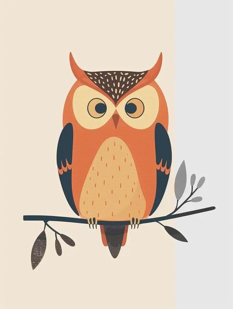 Full Color Image in ai-img-gen.com 🔸 A cute owl in the style of illustration from Soviet children's book, with simple shapes, bold colour... 🔸 From Midjourney AI Image Owl Illustration Simple, Cute Owl Illustration, Owl Coloring, Mini Toile, Owl Drawing, Drawing Arts, Owl Coloring Pages, Cartoon Owl, Pale Beige