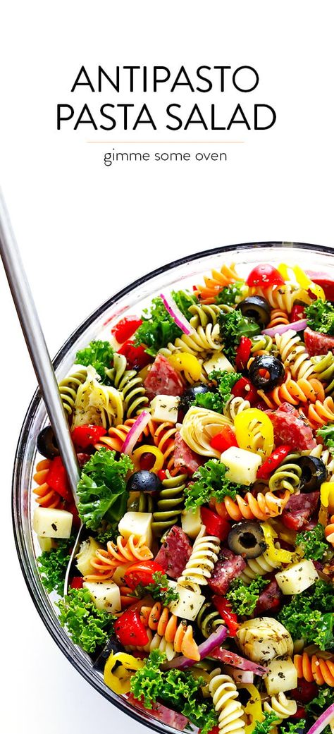 Rainbow Antipasto Pasta Salad - Gimme Some Oven Antipasto Pasta Salad, Antipasto Pasta, Rainbow Pasta, Antipasto Pasta Salads, Antipasto Salad, Easy Pasta Salad Recipe, Gimme Some Oven, Easy Pasta Salad, Italian Pasta