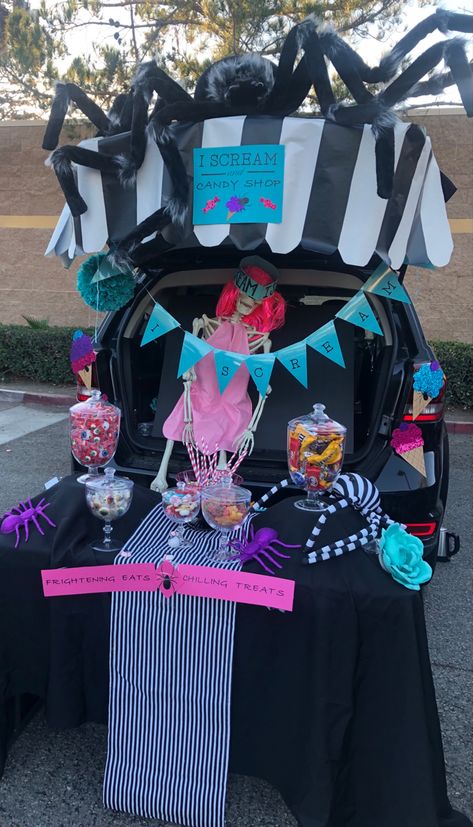 Candy Shop Trunk Or Treat, Ice Cream Shop Trunk Or Treat, Trunk Or Treat Gumball Machine Diy, Trunk Or Treat Gumball Machine, Dunkin’ Donuts Trunk Or Treat, Trunk Or Treat Candy Monster, Halloween Maze, Ice Cream Shop, Trunk Or Treat