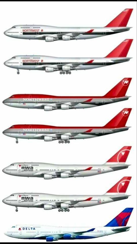 Northwest [Airlines] (NWA) Boeing 747 liveries over years Book Flight, Northwest Airlines, Boeing 777x Bbj, Boeing 777-300er, Vintage Airline Posters, Trans World Airlines, Airline Logo, Boeing 787 Dreamliner, Find Cheap Flights