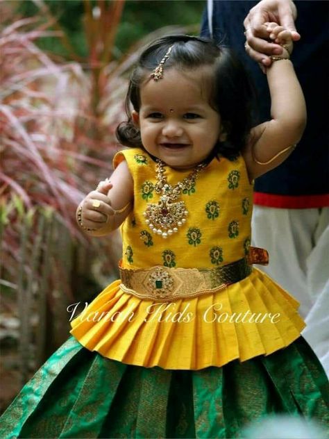 Names Cute, Kids Party Wear Dresses, Pattu Pavadai, Kids Ethnic Wear, Kids Party Wear, Kids Dress Collection, Kids Wear Girls, Kids Blouse Designs