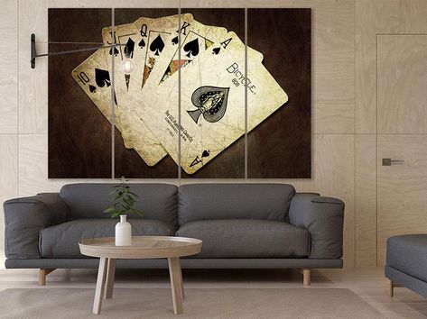 Playing cards canvas Poker card art Poker decor Playing cards | Etsy Game Room Wall Art, Large Posters, Retro Wall Decor, Game Room Decor, Loft Style, Contemporary Wall Art, Wall Art For Sale, Office Wall Decor, Canvas Set