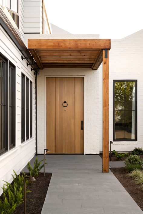 An Inside Look At Our Home On The Bay Project - Studio McGee Transitional Home Exterior, White Shiplap, Home Exterior, Timeless Classic Style, Transitional House, White Brick, Painted Brick, Studio Mcgee, Through The Window