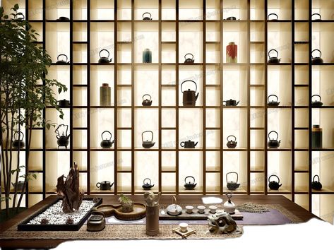 Tea House Interior, Tea Room Interior, Tea Store Design, Chinese Tea Room, Japanese Tea Room, Chinese Tea House, Japanese Restaurant Interior, Chinese Style Interior, Tea Restaurant