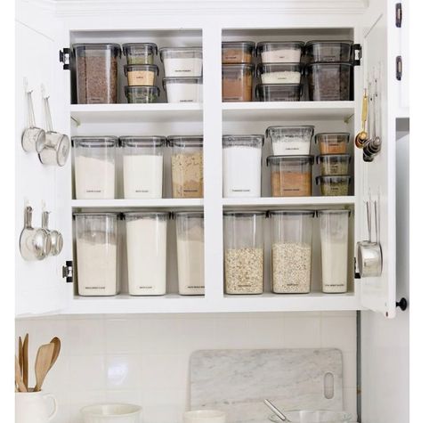 One of the best tips for organizing a kitchen is to decant whatever you can. . Take those bulky cereal boxes, the crackers and cookies, the… Baking Organization, Baking Cupboard, Junk Drawer Organizing, Recycled Window, Bathroom Storage Boxes, Medicine Cabinet Organization, Kitchen Cupboard Storage, Tips For Organizing, Declutter Kitchen