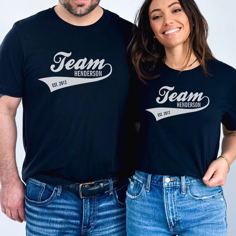 $21.65 | Cool Custom Family Team Name Retro Sports Logo #cool, sports, sports logo, team, family reunion, family team, year established, funny, typography, sports team Disney Couple T-shirt, Christmas Typography, T Shirt Logo, Retro Sports, Retro Sport, Statement Tees, Team Name, Christmas Designs, Team Names