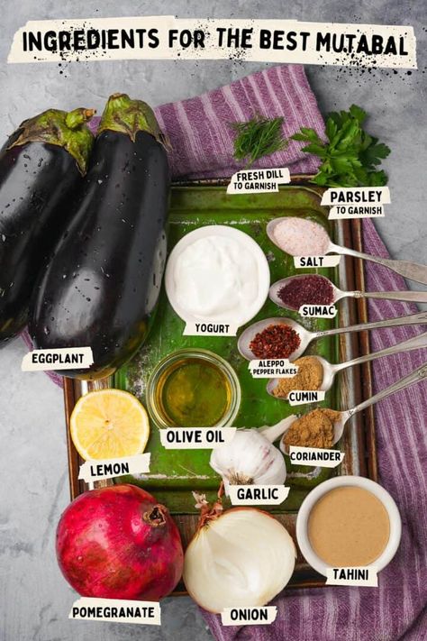 Mutabal: a Middle Eastern eggplant dip better than baba ganoush! Middle Eastern Eggplant, Eggplant Tahini, Mediterranean Burger, Gluten Free Dips, Babaganoush Recipe, Almond Milk Yogurt, Eggplant Dip, Homemade Sauce Recipes, Baba Ganoush