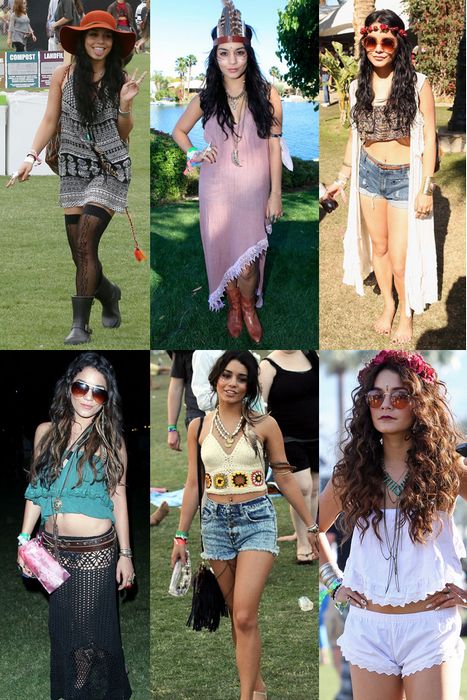 Coachella Fashion Vanessa Hudgens, Coachella Outfit Vanessa Hudgens, Coachella Party Outfit, Boho Rock Style, Vanessa Hudgens Coachella, Vanessa Hudgens Outfits, Coachella Celebrities, Coachella Party, Vanessa Hudgens Style