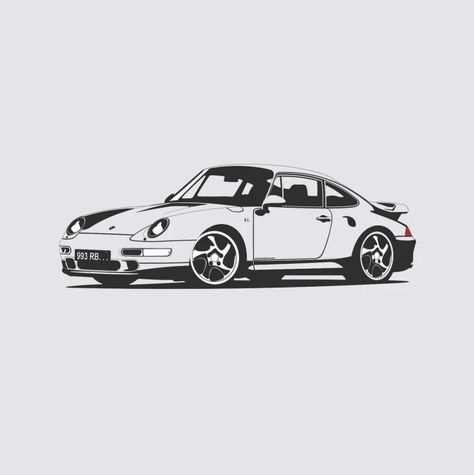 15 Beautiful Illustrations of Iconic Classic Cars - Airows Porche Vintage, Sketches Inspiration, Year Scrapbook, Auto Illustration, Car Organization, Porsche 993, Car Tattoos, Automotive Artwork, Car Artwork