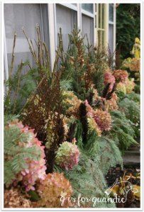 winter window box 1 Christmas Window Boxes, Winter Window Boxes, Fall Window Boxes, Winter Planter, Window Planters, Winter Window, Dried Hydrangeas, Winter Porch, Fall Planters