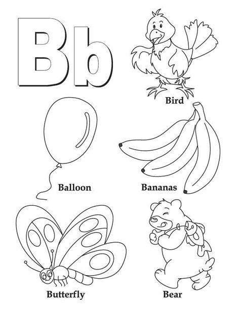 My A to Z Coloring Book Letter B coloring page                                                                                                                                                                                 More B Is For Bird, B Coloring Pages, Coloring Preschool, Letter B Coloring Pages, Alphabet Colouring, Letter Hunt, Letter B Worksheets, Coloring Letters, Apple Preschool