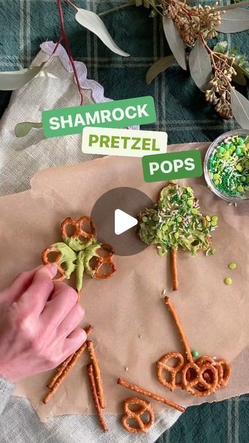 Evite on Instagram: "Let the St. Patrick’s Day recipe content begin! 🍀 These Shamrock Pretzel Pops are great recipe to make with kids, can be eaten solo as a snack or make the perfect adornment for a bowl of ice cream. 💚 Hit save so you remember to make them in March!

#evite #stpatricksday #stpattysday #green #recipes #shamrock #parenthack @_laura_prietto" Shamrock Pretzel Pops, Shamrock Pretzels, Pretzel Pops, Bowl Of Ice Cream, Green Recipes, Candy Making, St Pattys Day, St Patrick’s Day, A Bowl