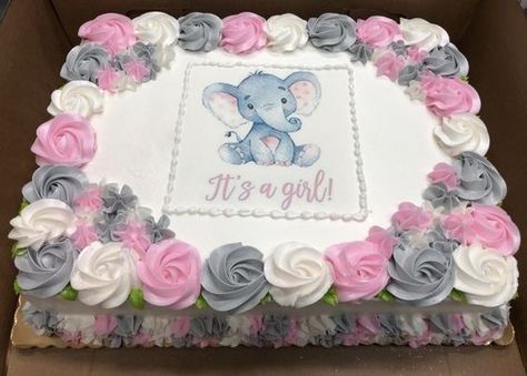 Elephant Baby Shower Theme Girl, Baby Shower Sheet Cakes, Girl Baby Shower Cake, Elephant Baby Shower Centerpieces, Baby Elephant Cake, Elephant Baby Shower Cake, Girl Shower Themes, Peanut Baby Shower, Elephant Baby Shower Decorations