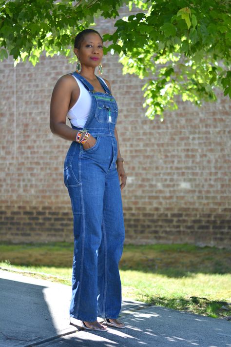 Vintage Denim Bib Overalls Thrift Style, Thrift Store Outfits, Thrifted Outfits, Recycled Fashion, Bib Overalls, Thrift Fashion, African Print Fabric, Cut My Hair, Refashion Clothes