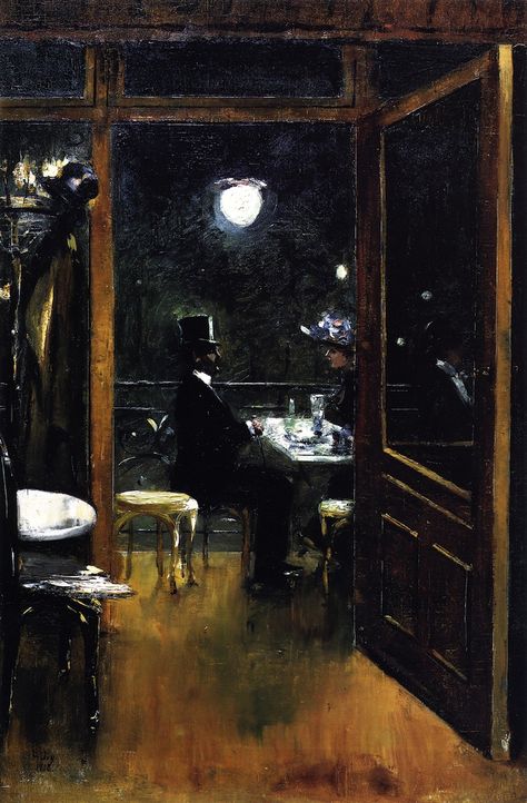 Café Bauer by Lesser Ury, 1906 Nicki Larson, Lesser Ury, Berlin Night, Art Cafe, Cafe Aesthetic, Belle Epoque, Beautiful Paintings, Impressionism, Art History